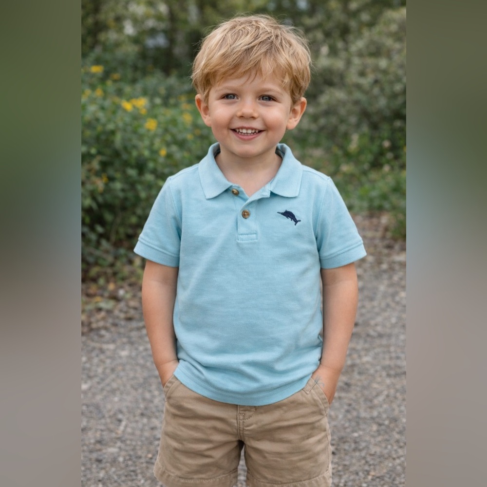 Tommy Bahama Boys Light Blue Classic Short Sleeve Polo Shirt